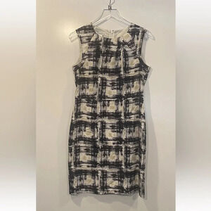 Pendleton Black & White Sleeveless 100% Silk Sheath Dress‎ Womens Size 6 (947)